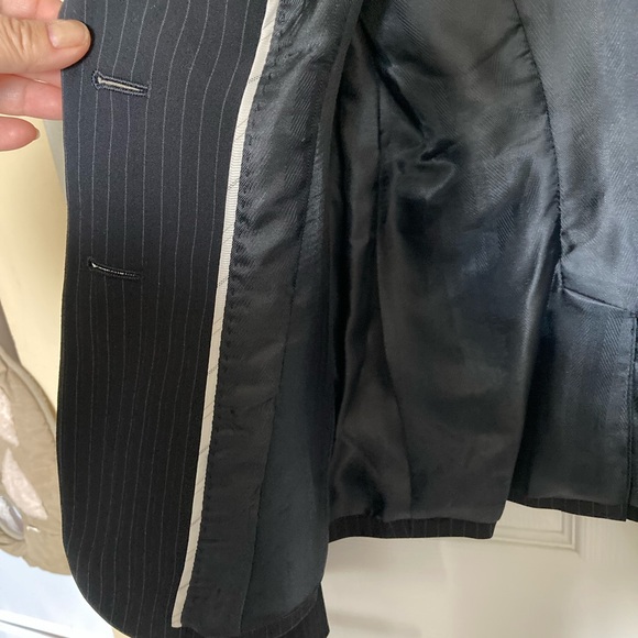 Luisa Cerano Dress Jacket, Blazer,Black, Striped, Two Button, Size 10, NWT, Wool - Picture 3 of 10